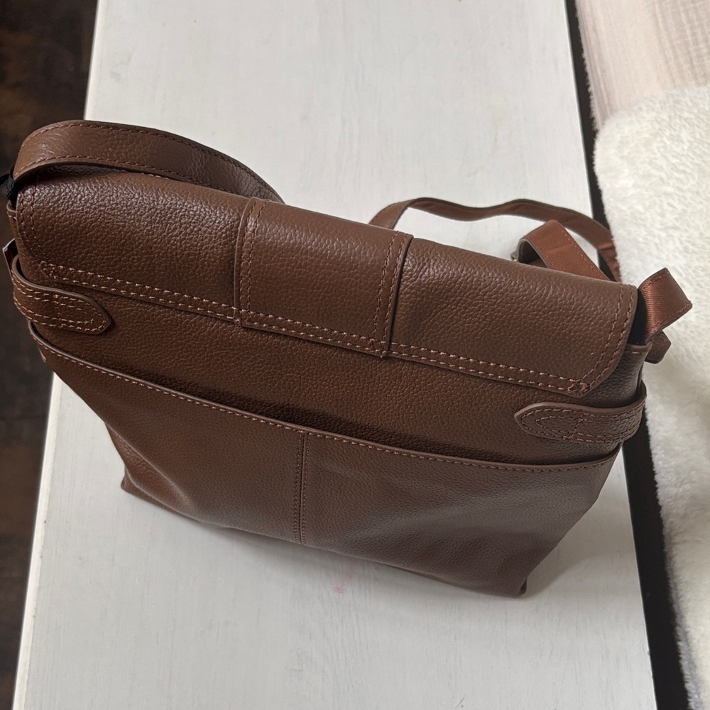Genuine Leather & Suede Crossbody satchel Bag with Ring Detail closure - Picture 6 of 6